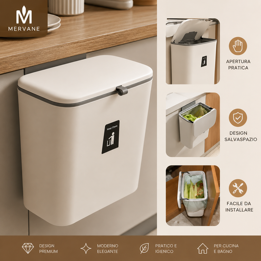Mervani Cestino Eleganza™- Pattumiera automatica e facile da installare.